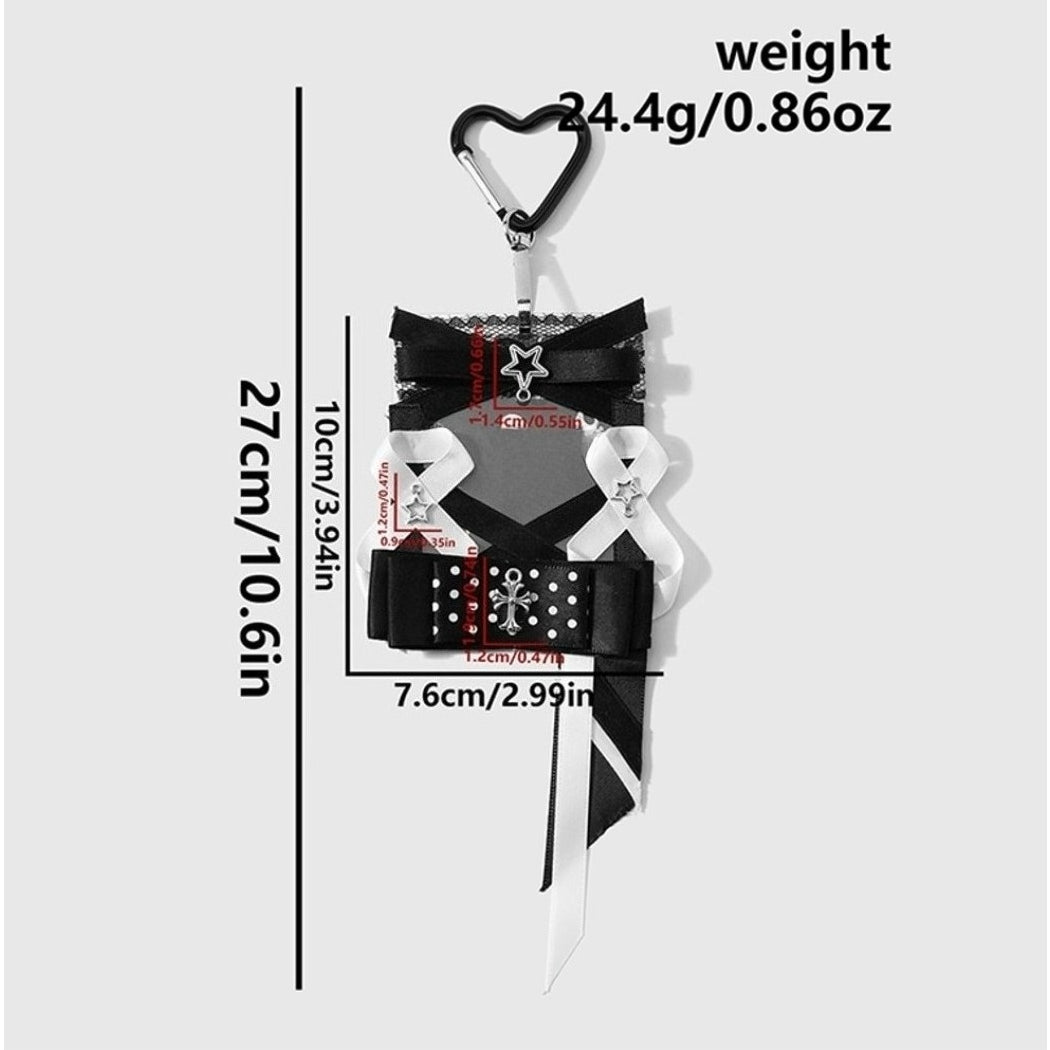 Keypus - Black Y2K Cross Lace Bow Keychain