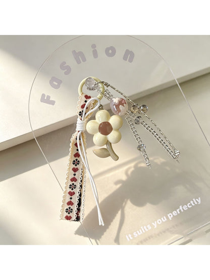 Keypus - PVC Flower Charm Woven Cord Bag Keychain
