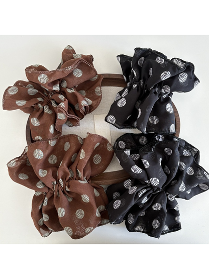 Gifty - Double Layer Chiffon Polka Dot Scrunchie