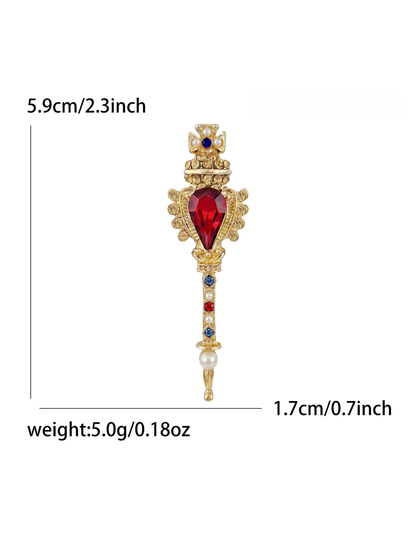 Brovia - Vintage Baroque Wand Geometric Alloy Brooch