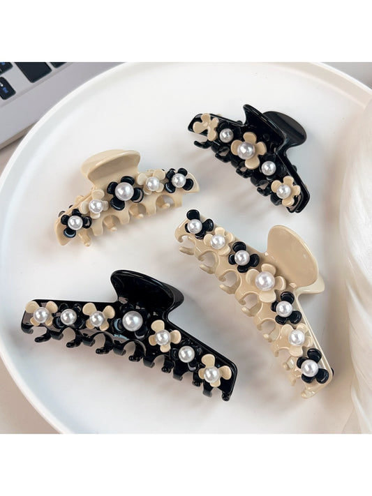 Beau - Floral Beaded Acetate Fiber Claw Clip