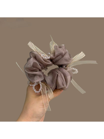 Gifty - Polyester Mesh Bow Circle Detail Scrunchie
