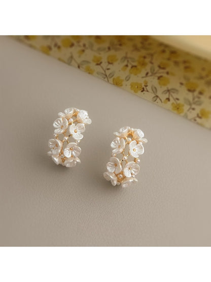 Earedge - Layered Floral White Earrings