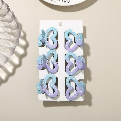 Beau - 6 Piece Heart Design Claw Hair Clips Set