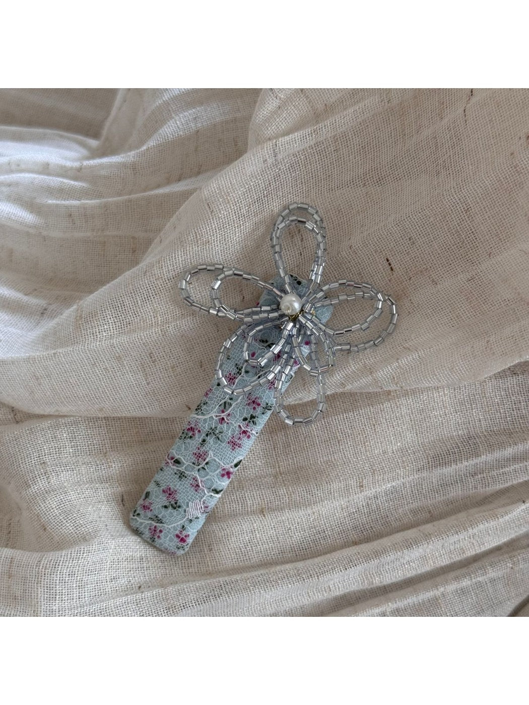 Beau - Beaded Flower Irregular Hair Clip