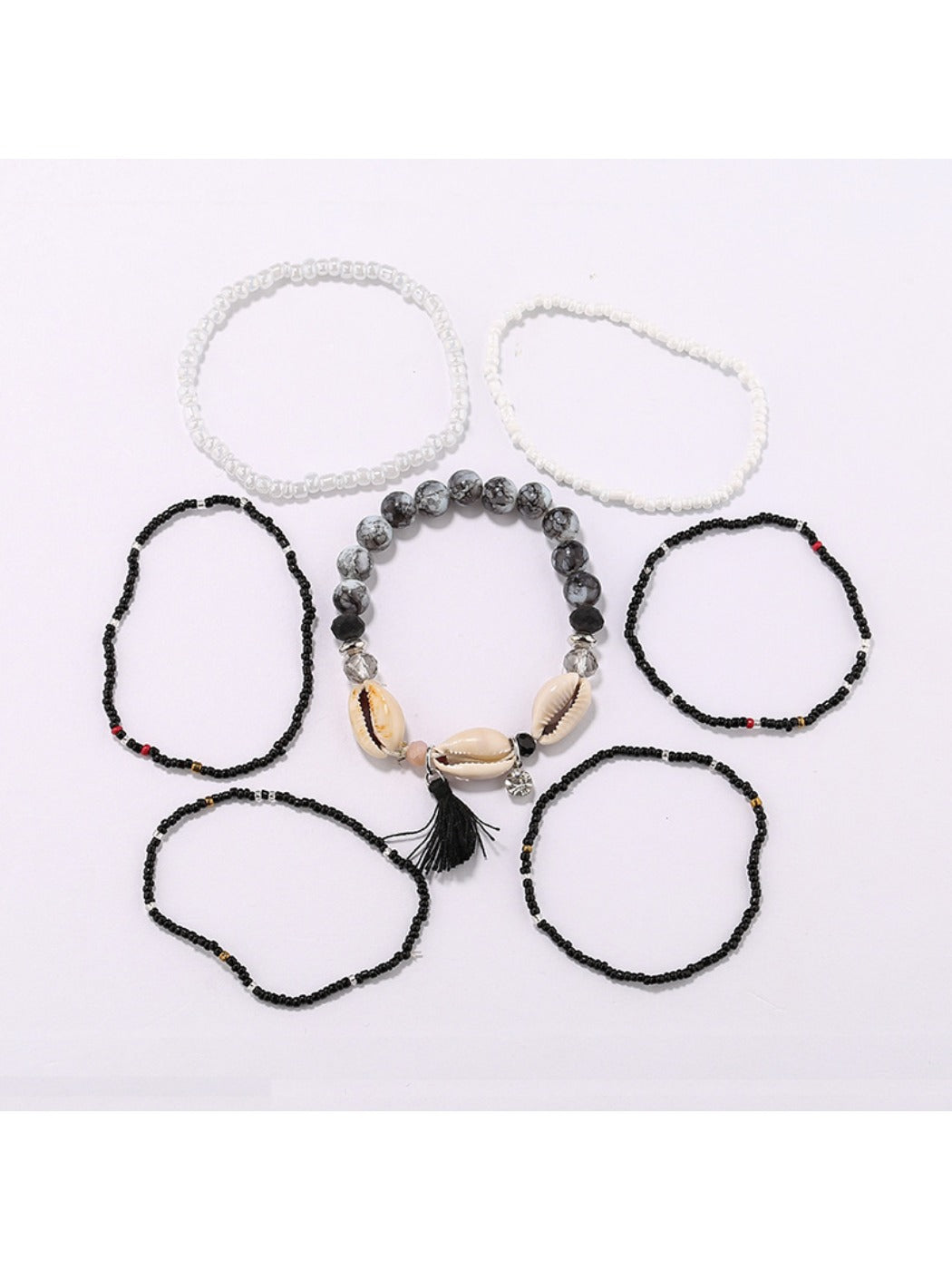 Close-up of Lovra beaded bracelet showing detailed bead patterns and textures