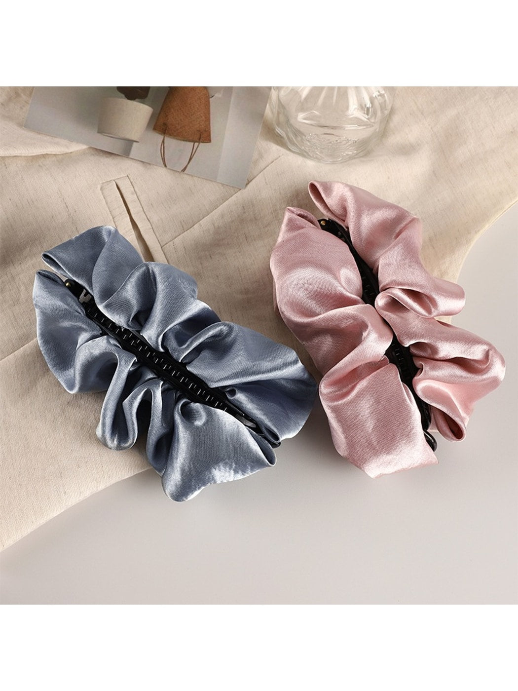 Beau - Ruched Satin Look Cloud Shape Banana Clip