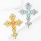 Brovia - Cross Rhinestone Alloy Statement Brooch
