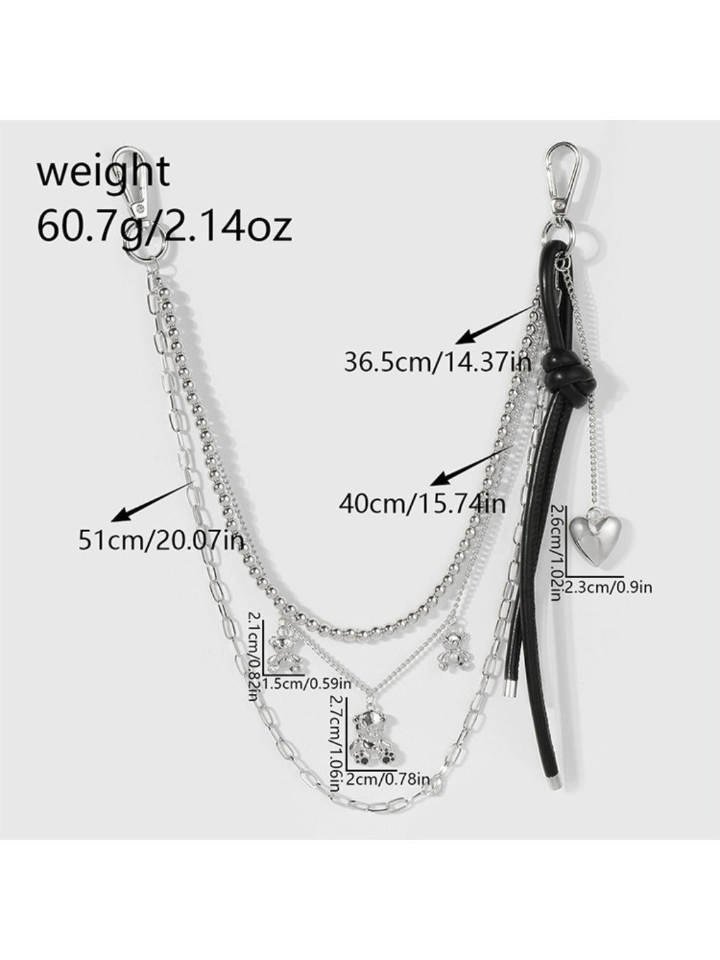 Keypus - Y2K Star Heart Chain Bag Charm Keychain