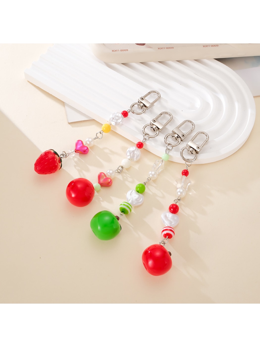 Keypus - Acrylic Beaded Tomato Phone Charm Keychain