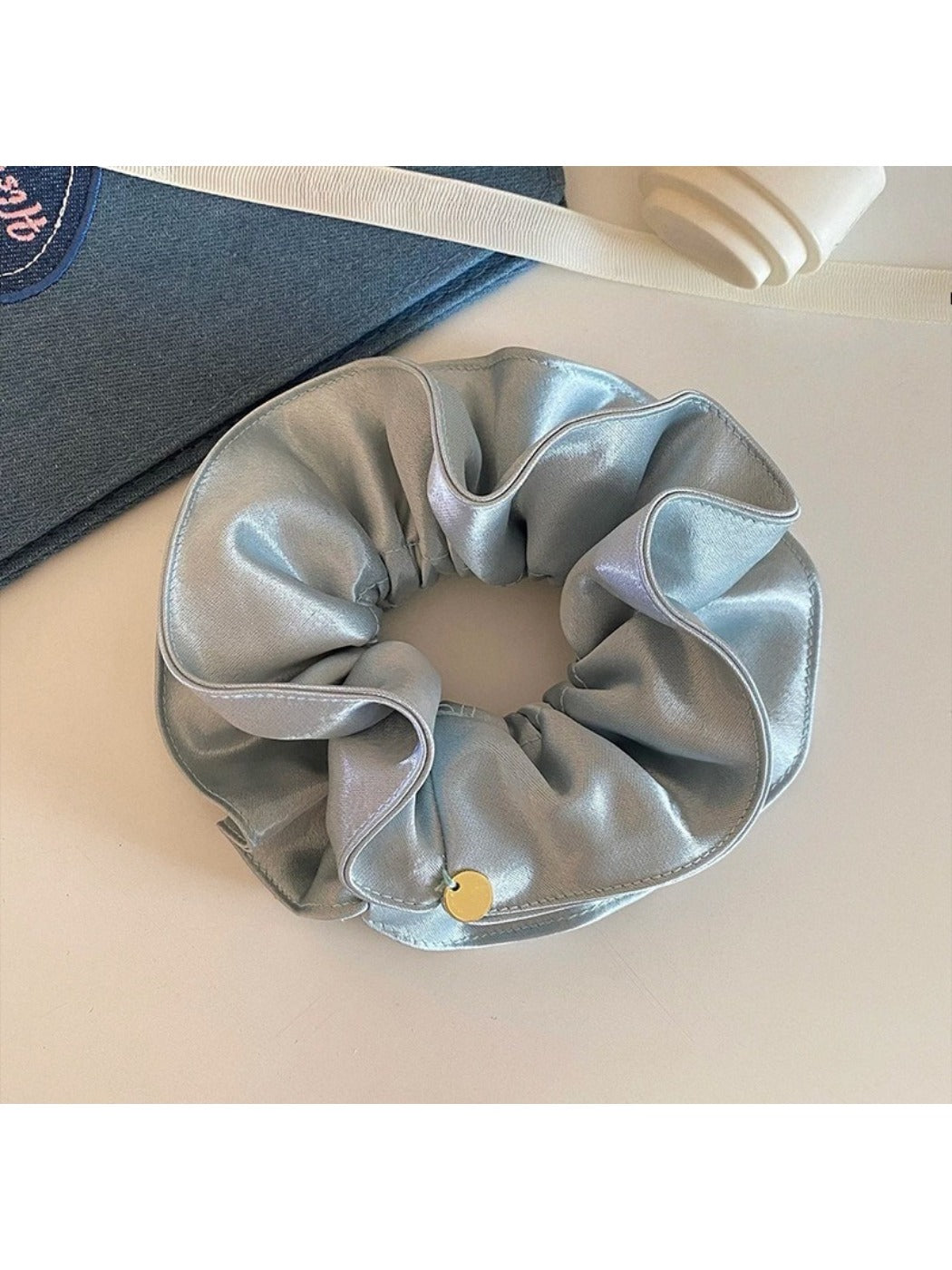 Gifty - Elegant Double Layer Ruched Satin Scrunchie