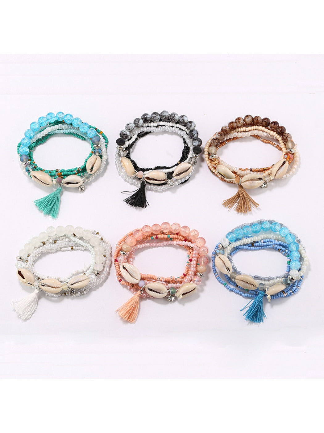Lovra bohemian style stackable bracelet with multicolored beads and silver accents