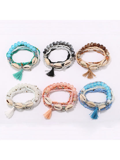 Lovra bohemian style stackable bracelet with multicolored beads and silver accents
