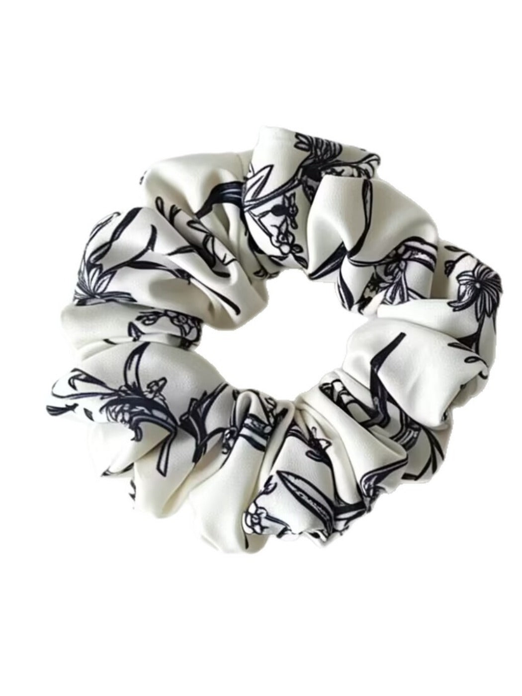 Gifty - Ink Wash Floral Print Polyester Scrunchie