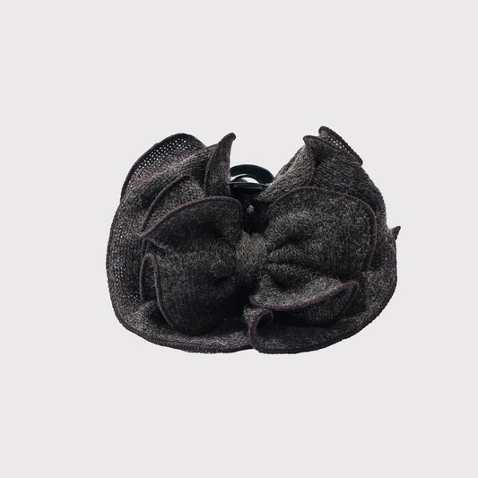 Beau - Elegant Gray Textured Ruffle Claw Clip