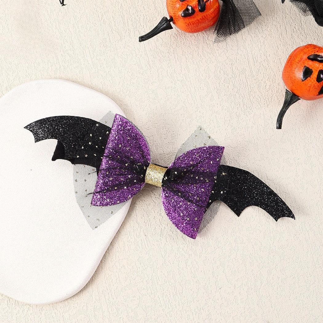 Beau - Halloween Bat Wing Glitter Bow Hair Clip