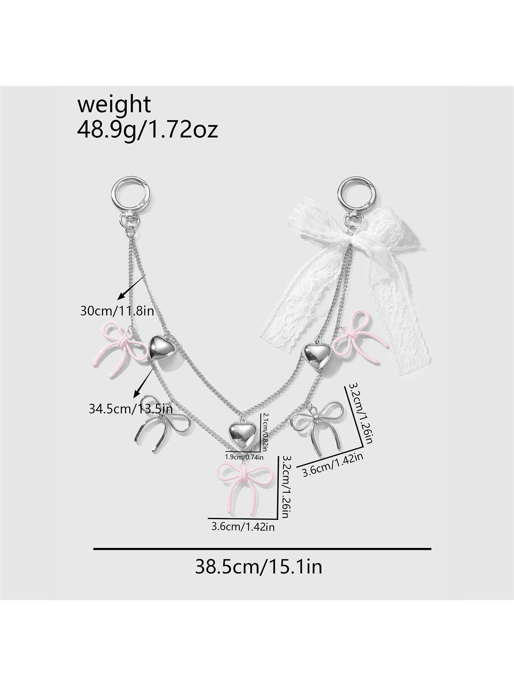 Keypus - Y2K Bow Heart Star Lace Bag Charm Keychain