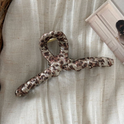 Beau - Leopard Print Patterned Fabric Claw Clip