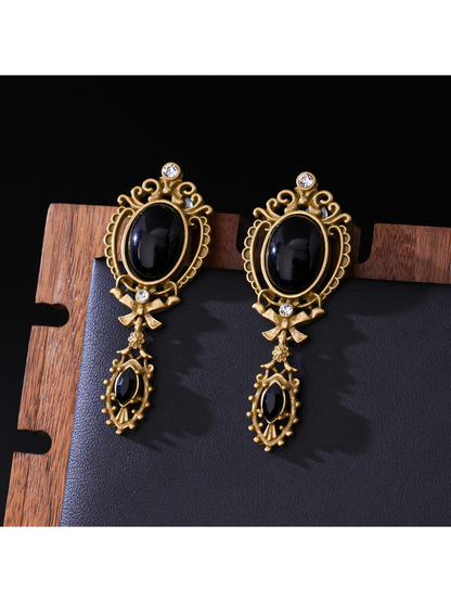 Earedge - Ornate Bow Detail Alloy Stud Earrings