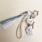 Fabric cat keychain displayed on a white background showing full shape and design