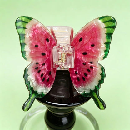 Beau - Watermelon Colored Butterfly PVC Claw Clip