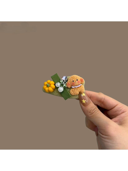 Beau - Cute Dog Motif Embellished Covered Hair Clip