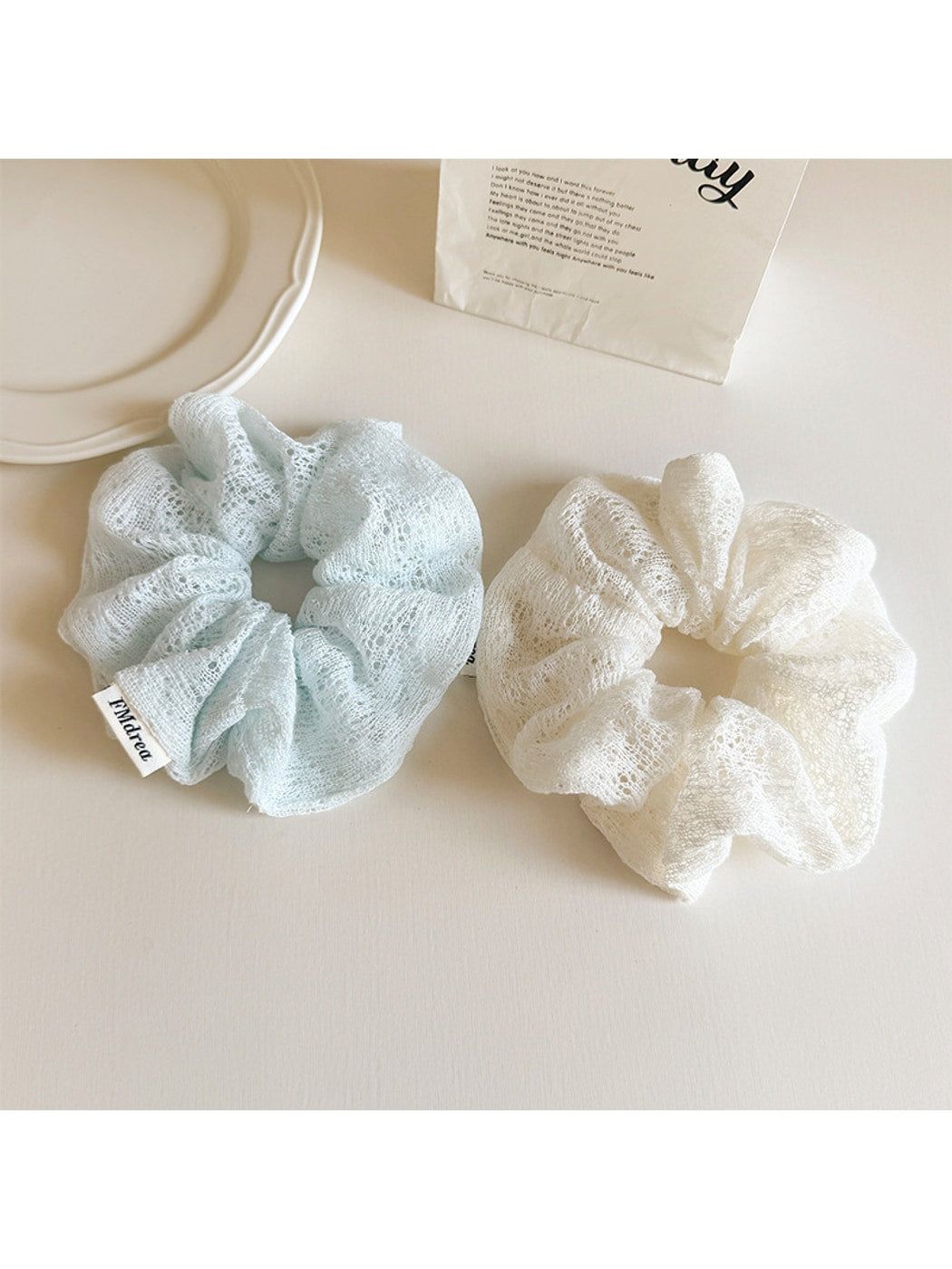 Gifty - Lace Cutout Polyester Fabric Scrunchie