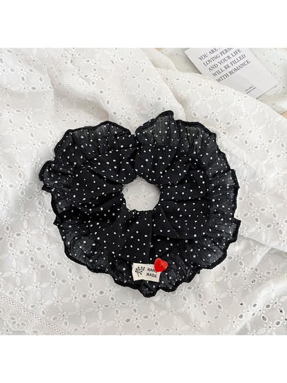 Gifty - vintage polka dot ruffle scrunchie hair tie