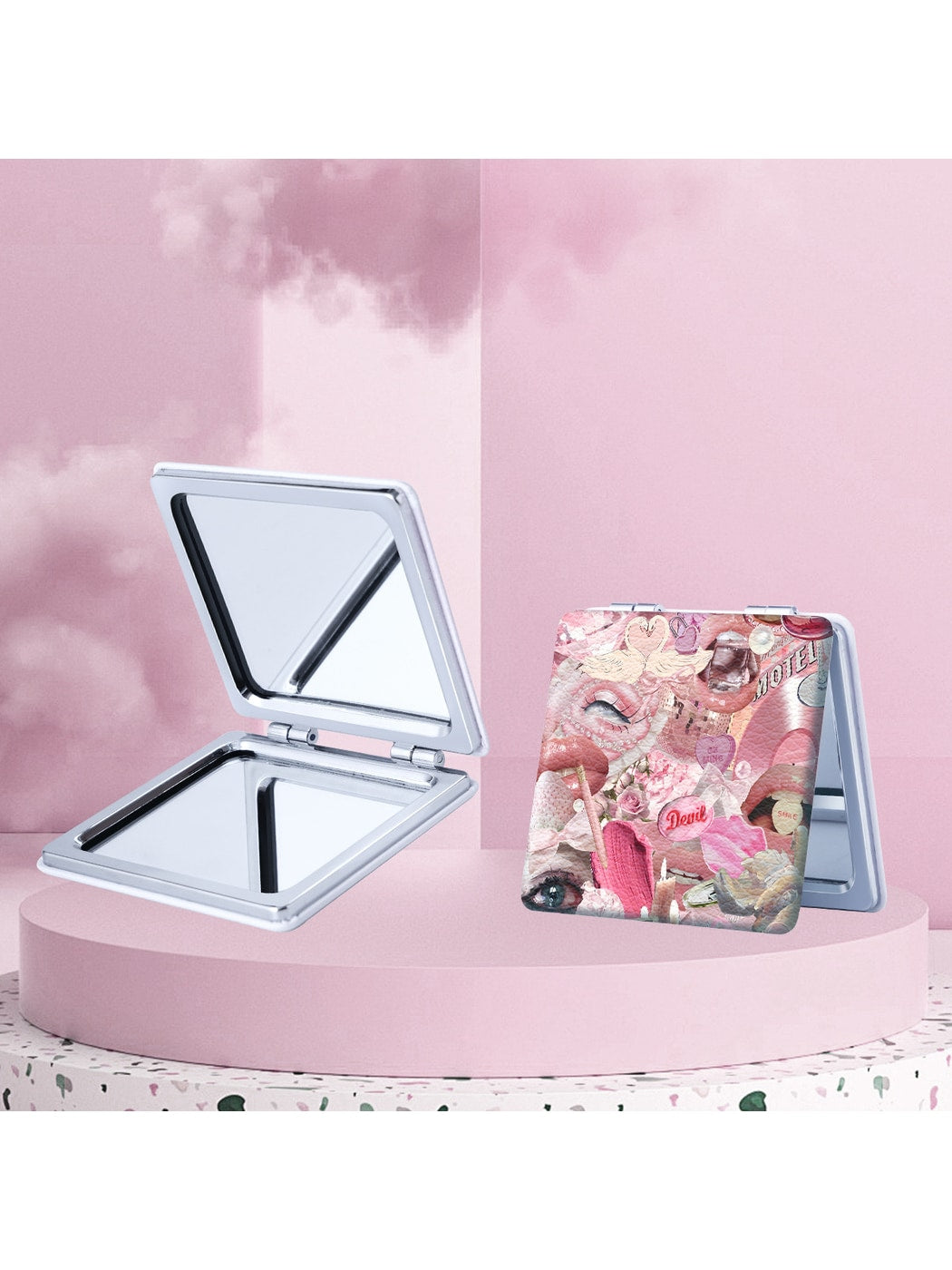 Mirroray - Y2K Collage Print Foldable Compact Mirror