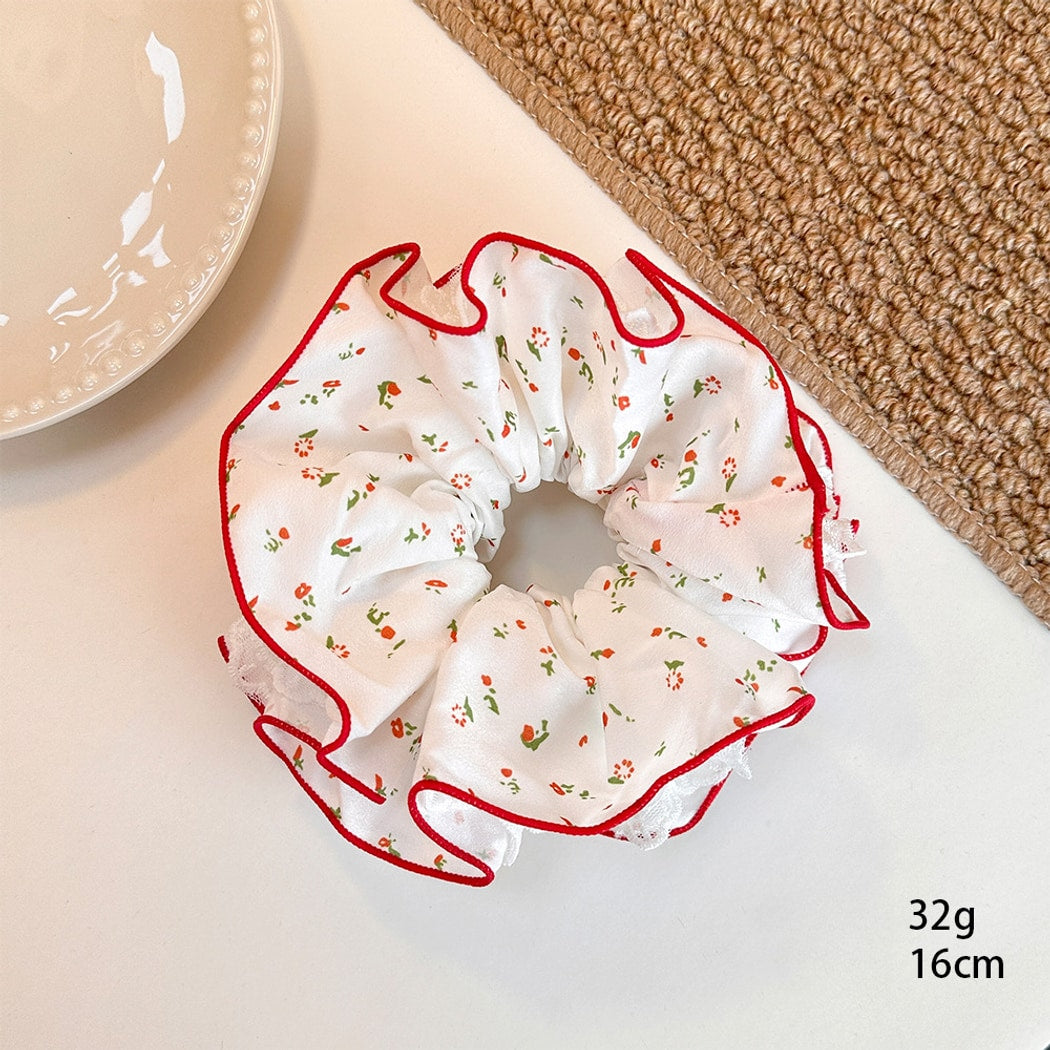 Gifty - Floral Print Ruffled Polyester Scrunchie