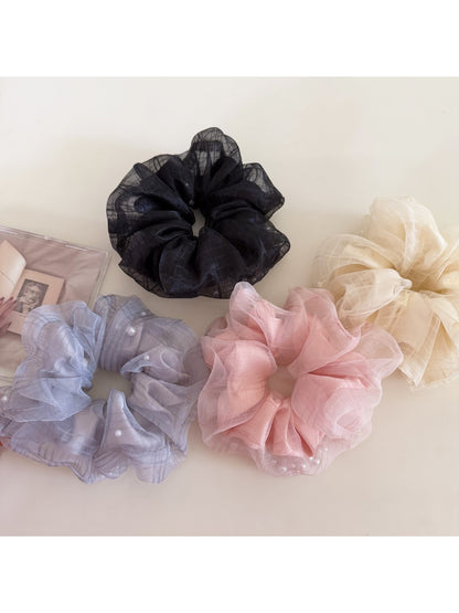 Gifty - Plaid Mesh Satin Scrunchie