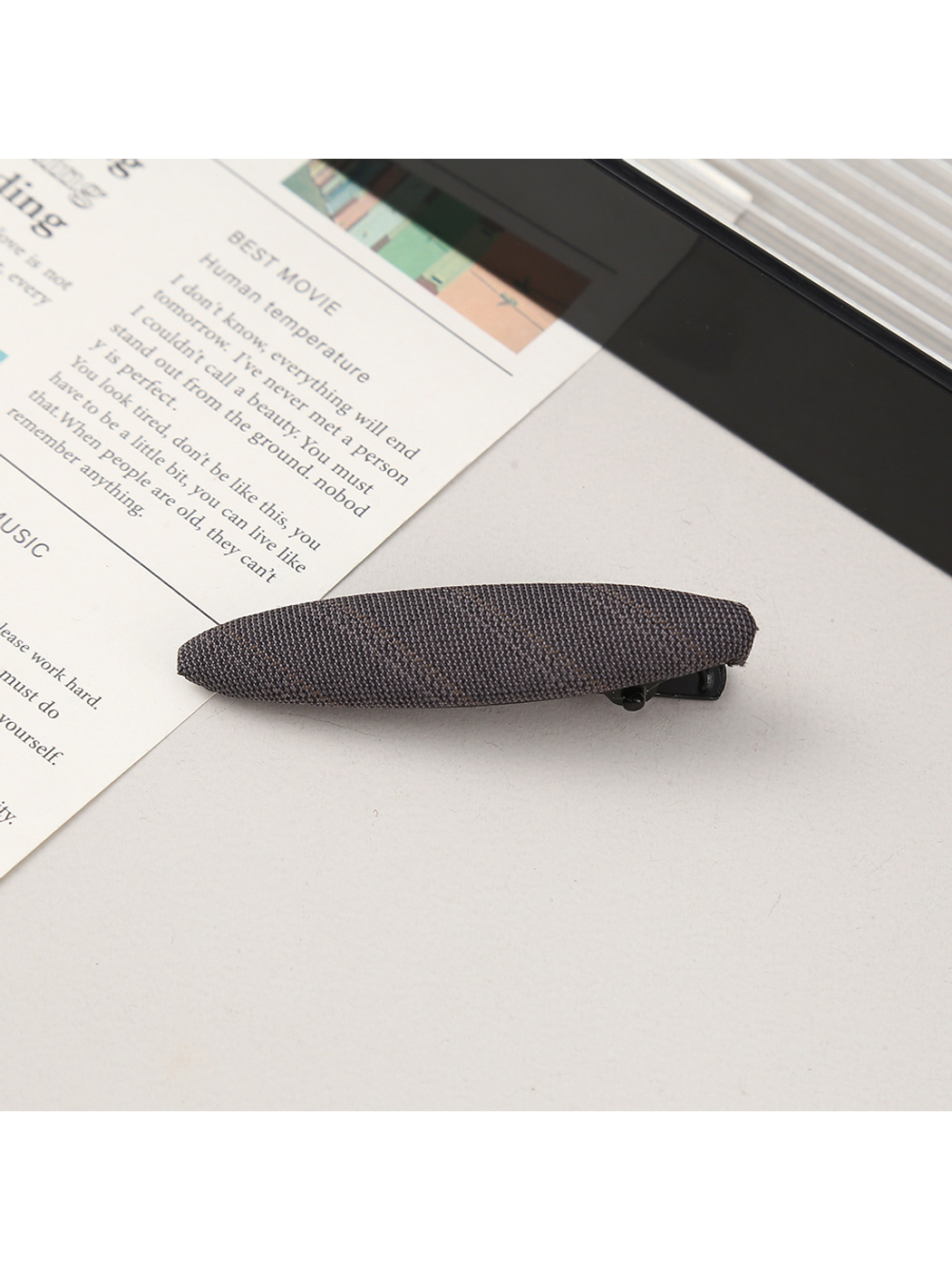 Beau - Solid Color Polyester Oval Hair Clip