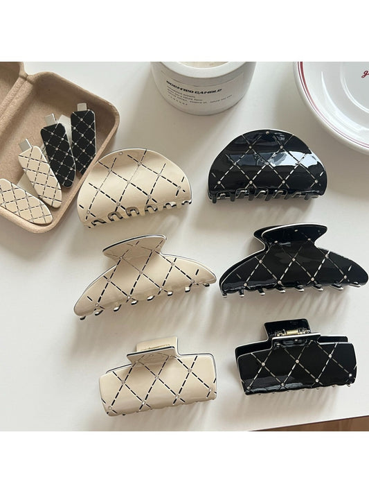 Beau - Elegant Checkered Acetate Hair Claw Clip