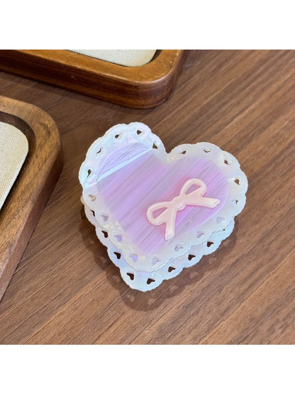 Beau - Acetic Acid Bowknot Heart-shaped Hairpin