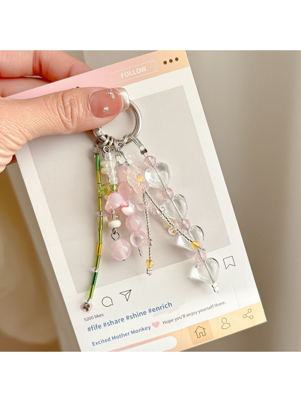Keypus - Lily of the Valley Beaded Tassel Bag Charm Keychain
