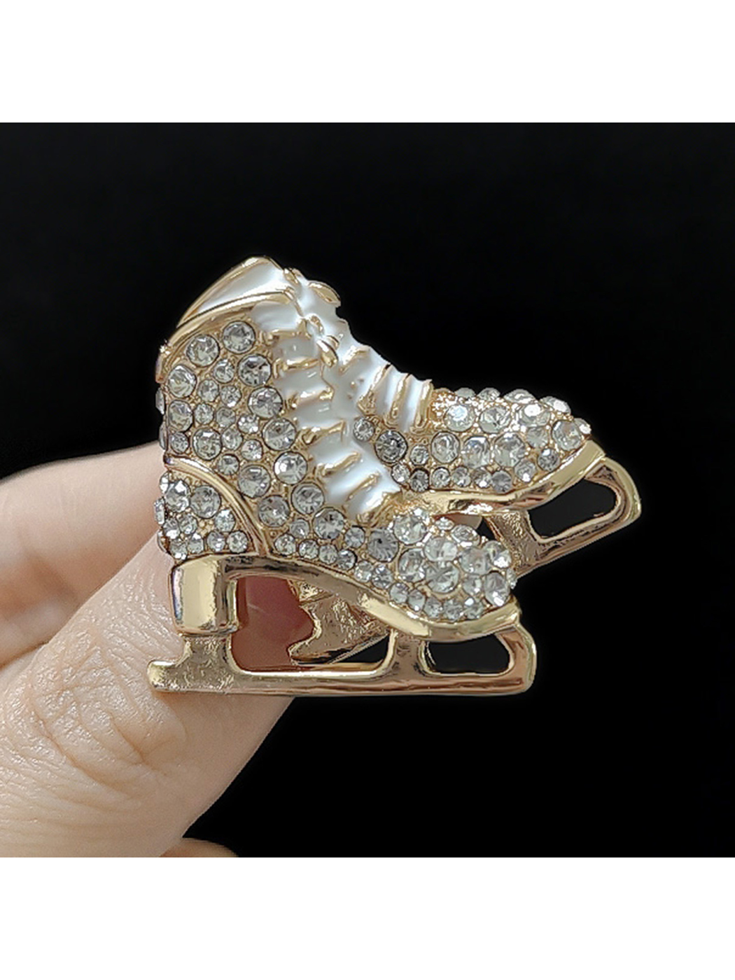 Brovia - Holiday Ice Skate Enamel Accent Lapel Brooch