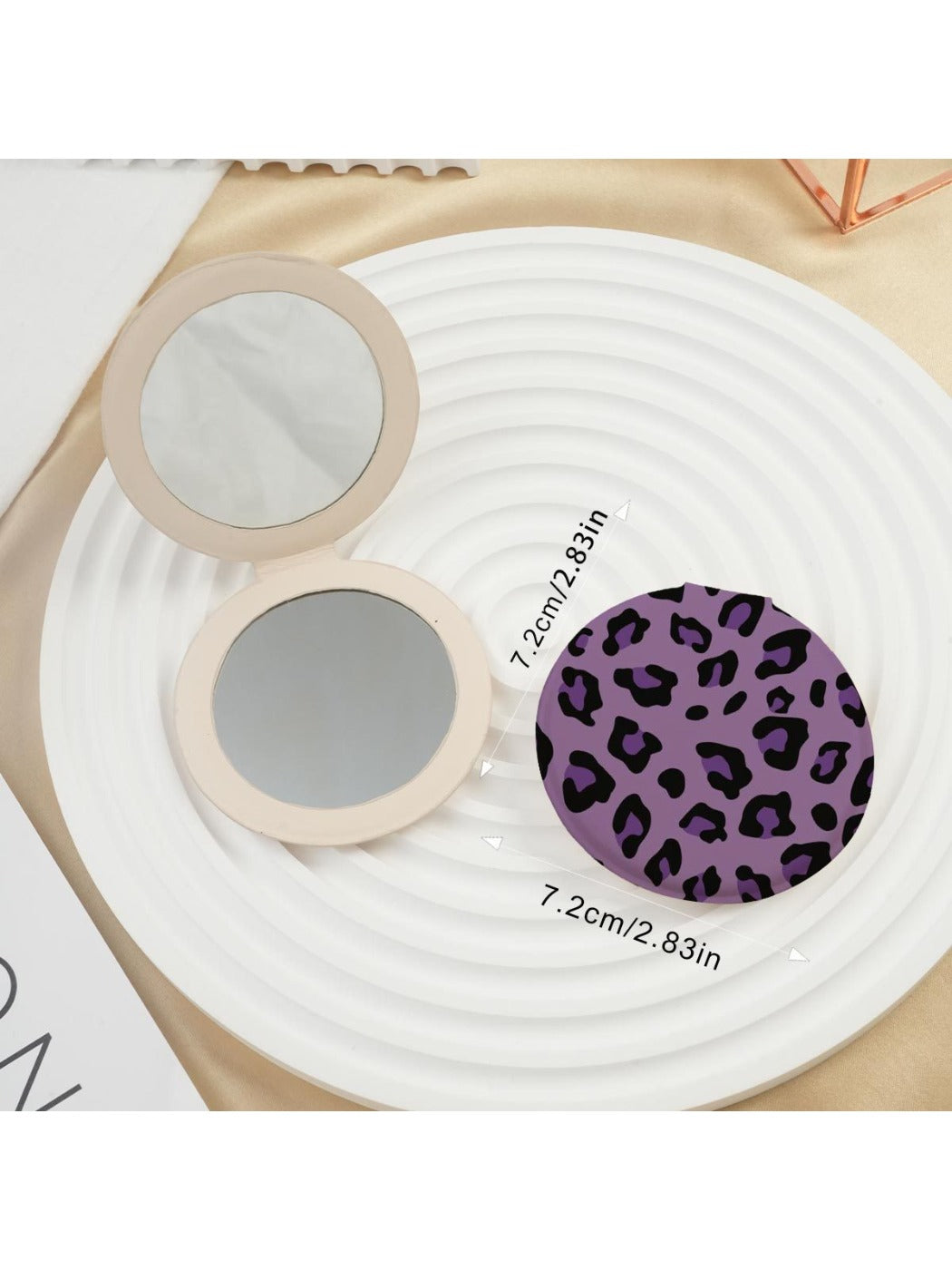 Mirroray - Pink and Purple Leopard Print Compact Mirror