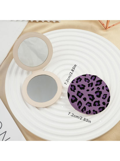Mirroray - Pink and Purple Leopard Print Compact Mirror