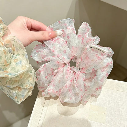 Gifty - Floral Mesh High Elastic Polyester Scrunchie
