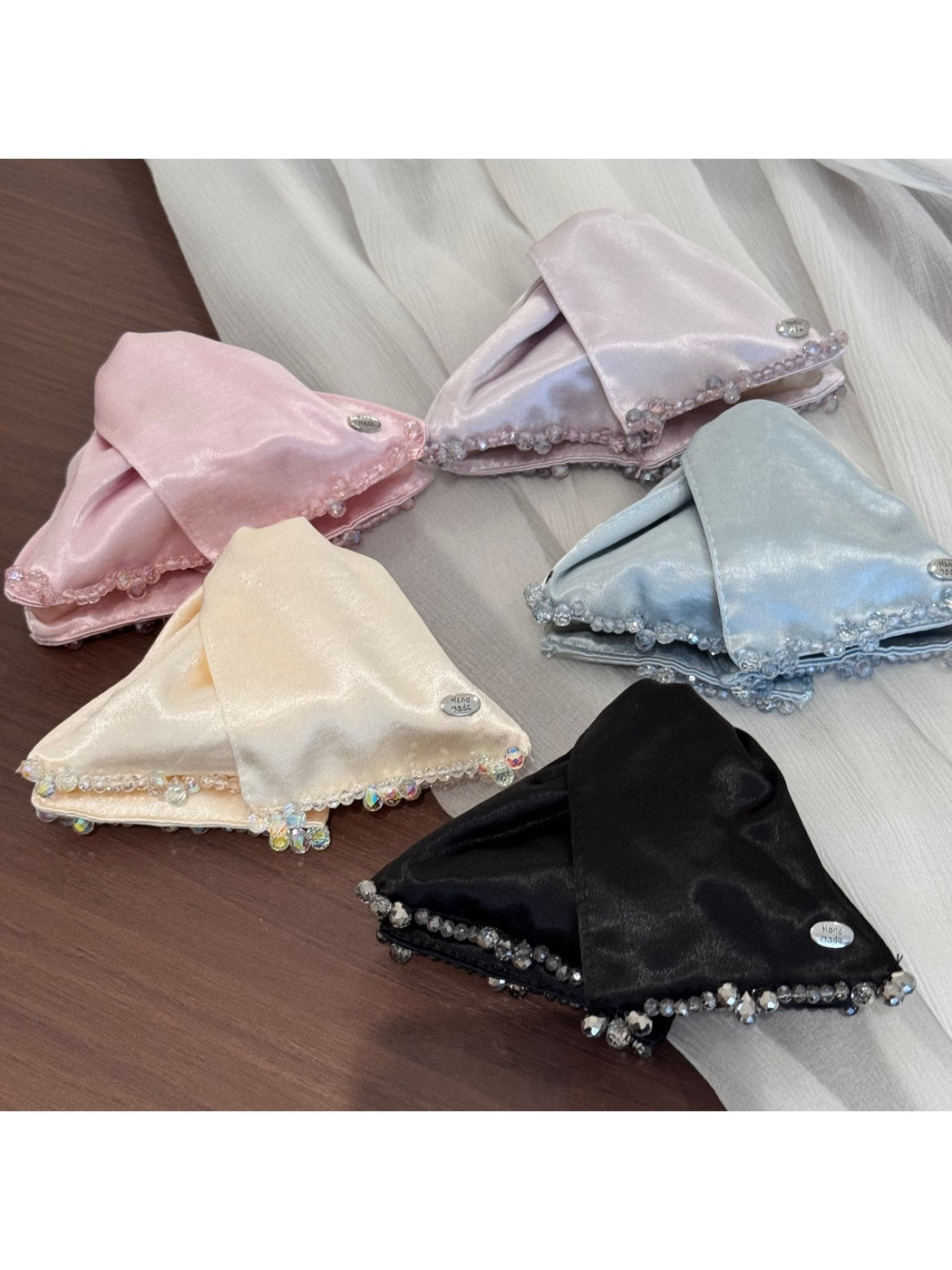 Beau - Satin Look Beaded Triangle Claw Clip