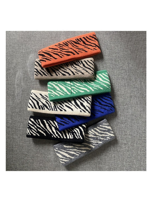 Gifty - Wide Knit Headband Zebra Print Hair Accessory