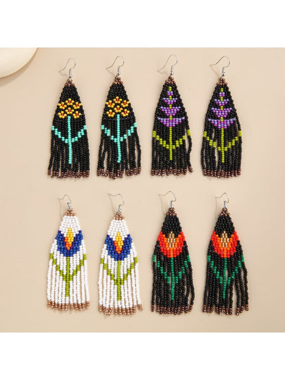 Earedge - Boho Floral Tassel Earrings