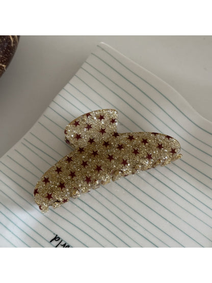 Beau - Glitter Star Pattern Acrylic Arc Claw Clip