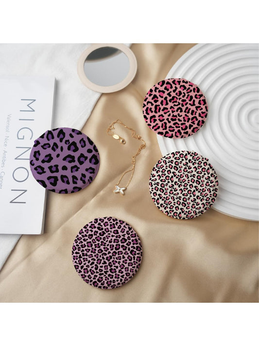 Mirroray - Pink and Purple Leopard Print Compact Mirror