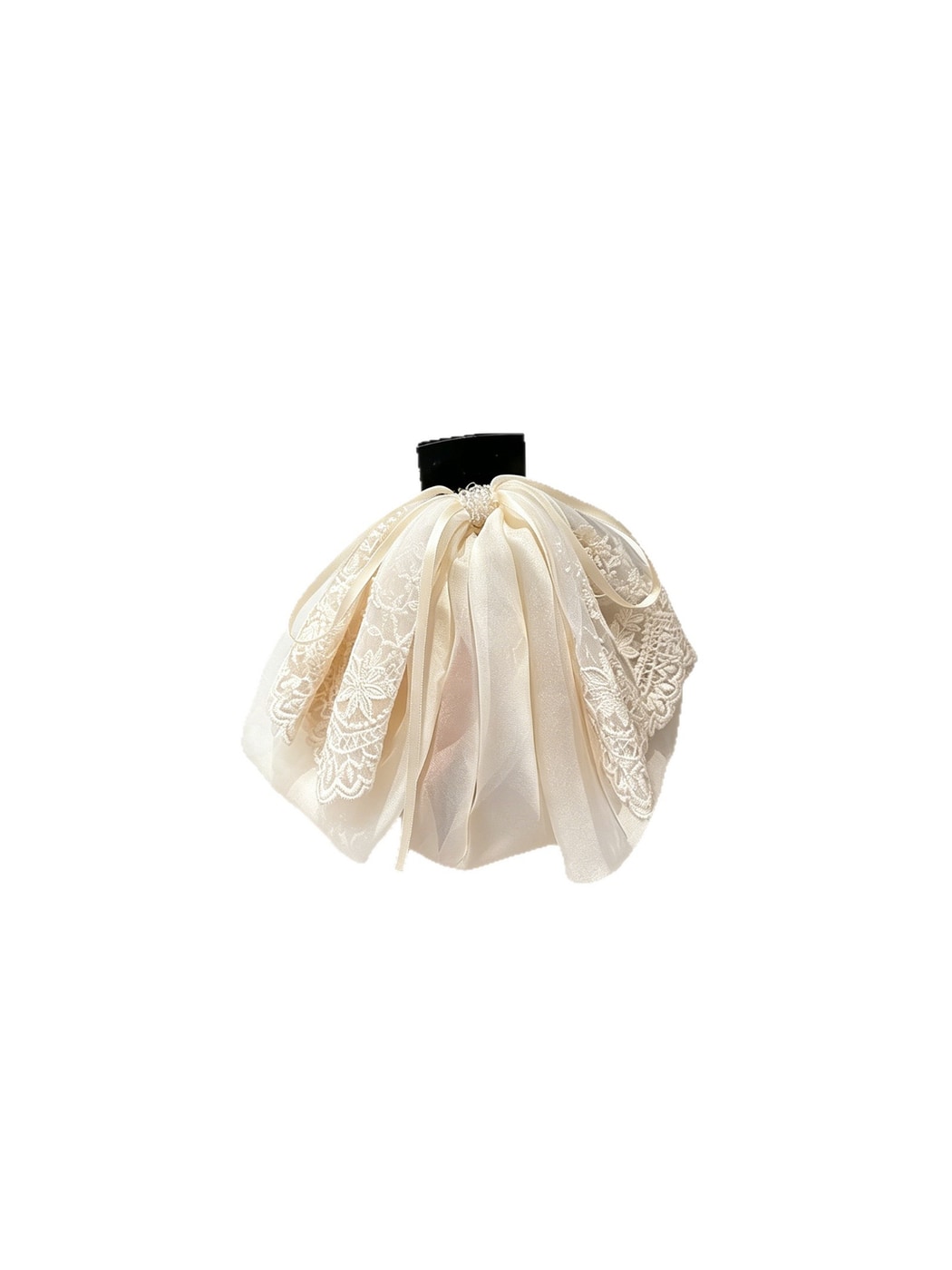 Beau - Layered Lace Trim Bow Ponytail Hair Clip