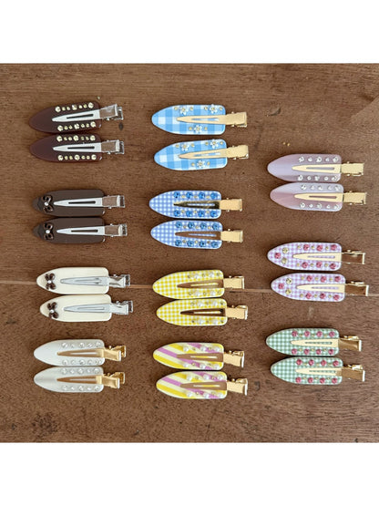 Beau - Bow Checkered Acetate Alloy Hair Clip