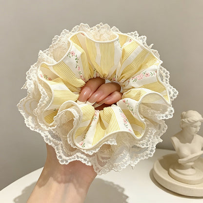 Gifty - Yellow Sweet Style Lace Edge Scrunchie