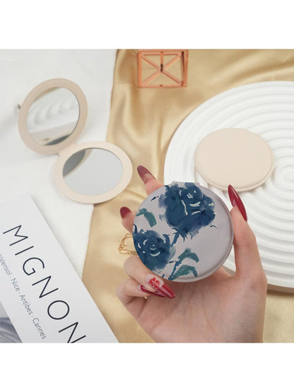 Mirroray - Delicate Rose Patterned Round Compact Mirror