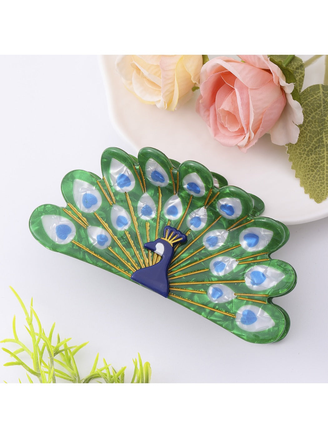 Beau - Retro Peacock Shaped Hair Claw Clip