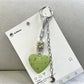 Keypus - Alloy Floral Heart Pendant Bag Charm Keychain